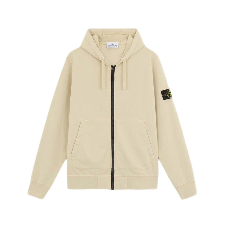 STONE ISLAND - Sweat zippée à capuche beige - Lothaire