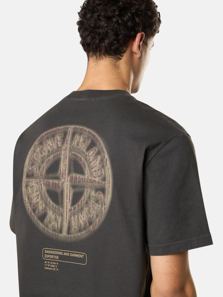 STONE ISLAND - T-shirt coupe regular à manches courtes avec imprimé « Bleeding Numbers Compass » Gris plomb - Lothaire