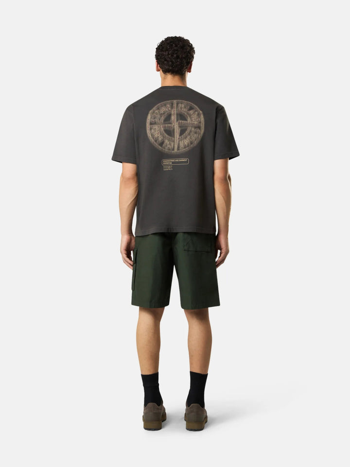 STONE ISLAND - T-shirt coupe regular à manches courtes avec imprimé « Bleeding Numbers Compass » Gris plomb - Lothaire
