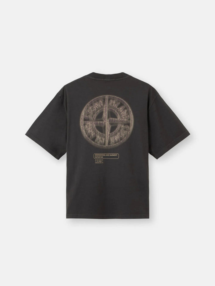 STONE ISLAND - T-shirt coupe regular à manches courtes avec imprimé « Bleeding Numbers Compass » Gris plomb - Lothaire
