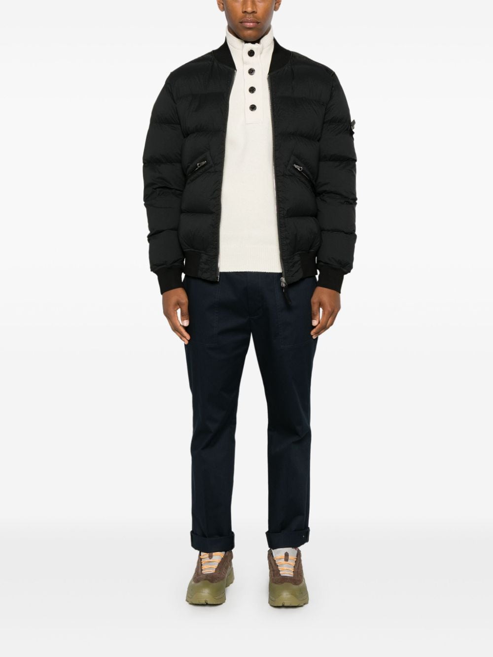Stone Island veste matelassée noire à patch Compass - Lothaire