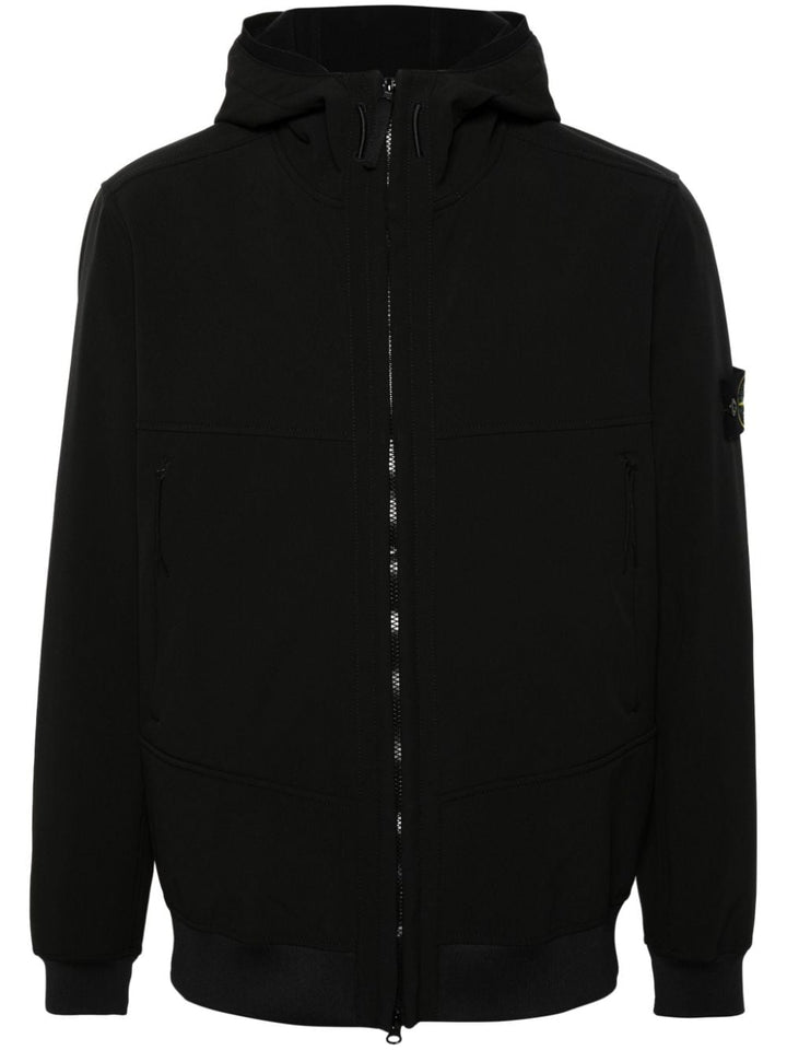 Stone Island veste zippée noir en soft shell à logo Compass - Lothaire