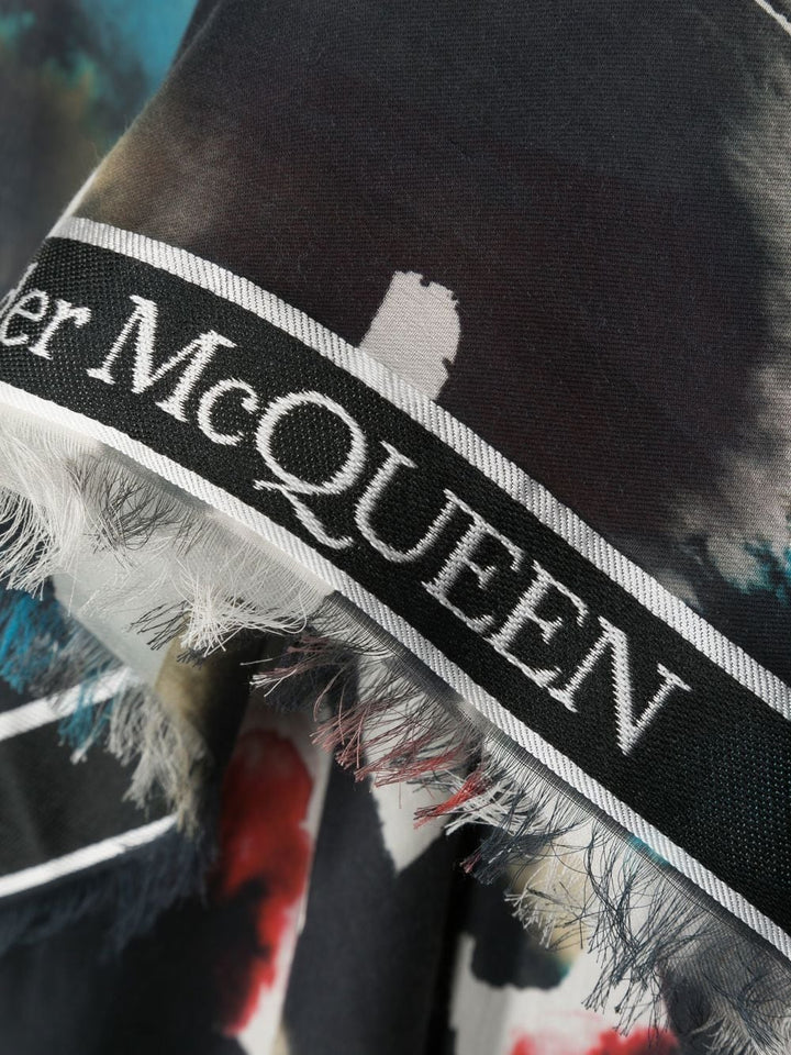 Alexander McQueen Écharpe en coton mélangé Watercolour Graffiti - Lothaire