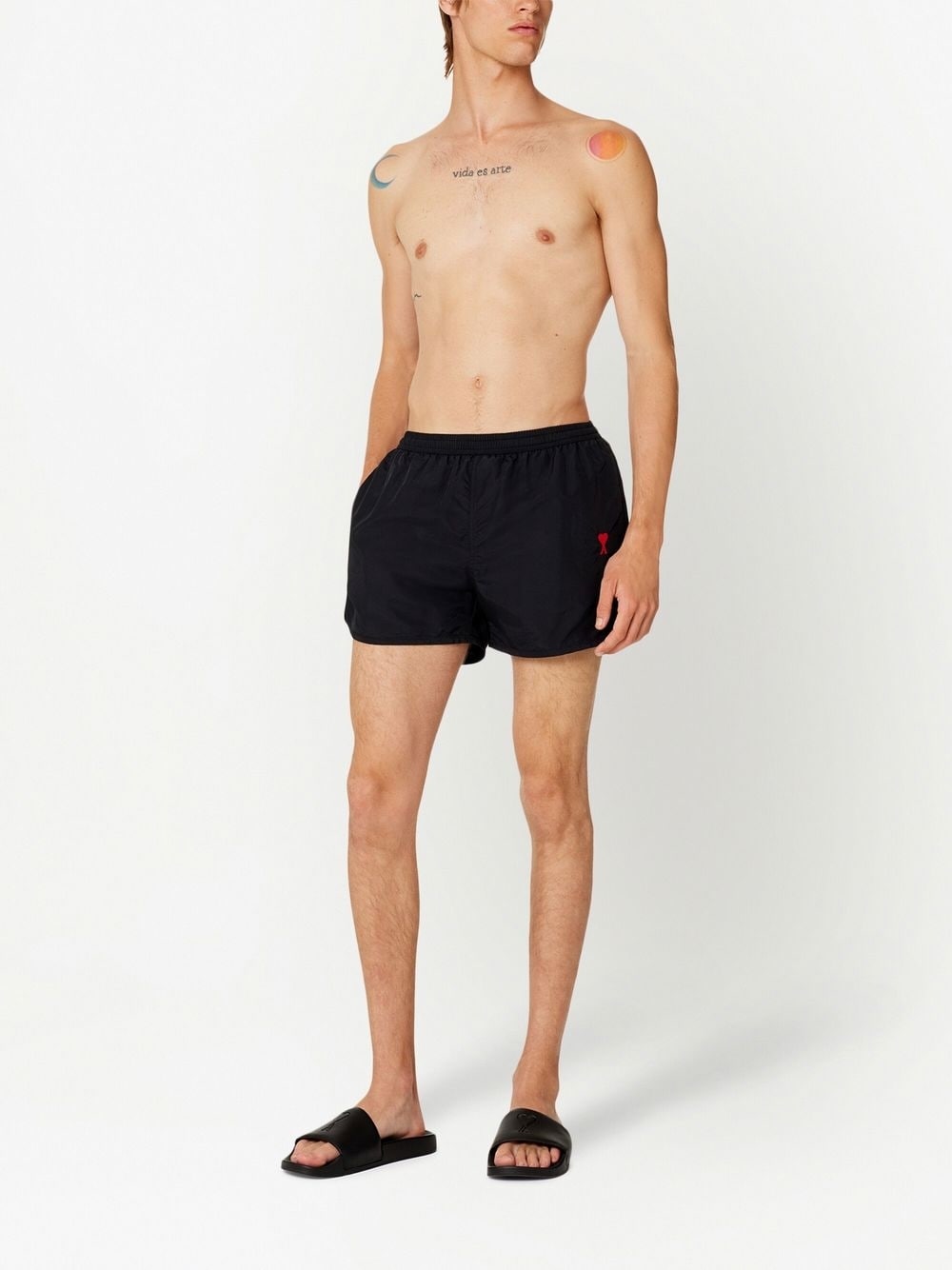 AMI Paris Short de bain black logo brodé - Lothaire