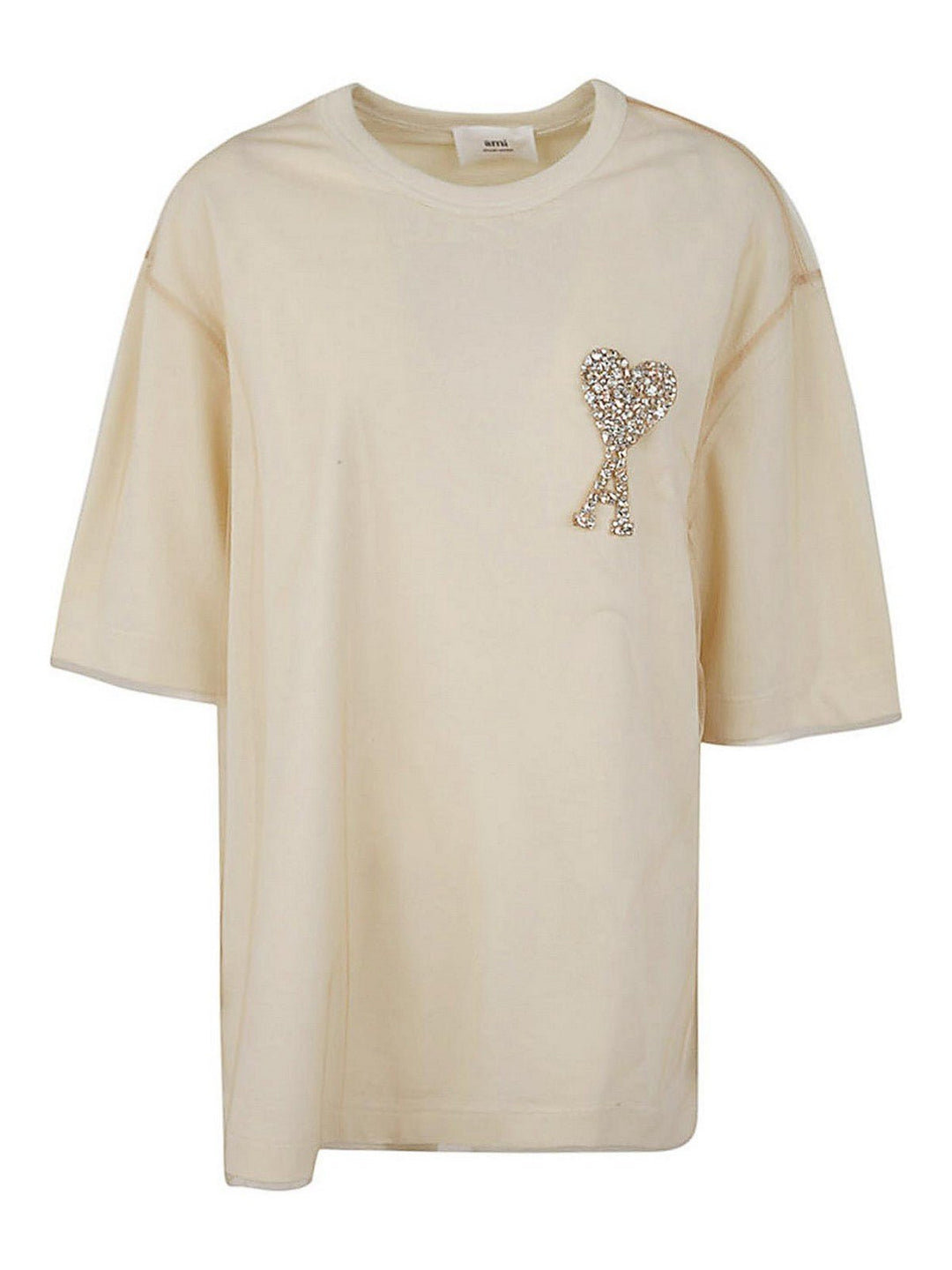 AMI Paris - T-Shirt Ami de Cœur Brodé Champagne Ivoire - Lothaire