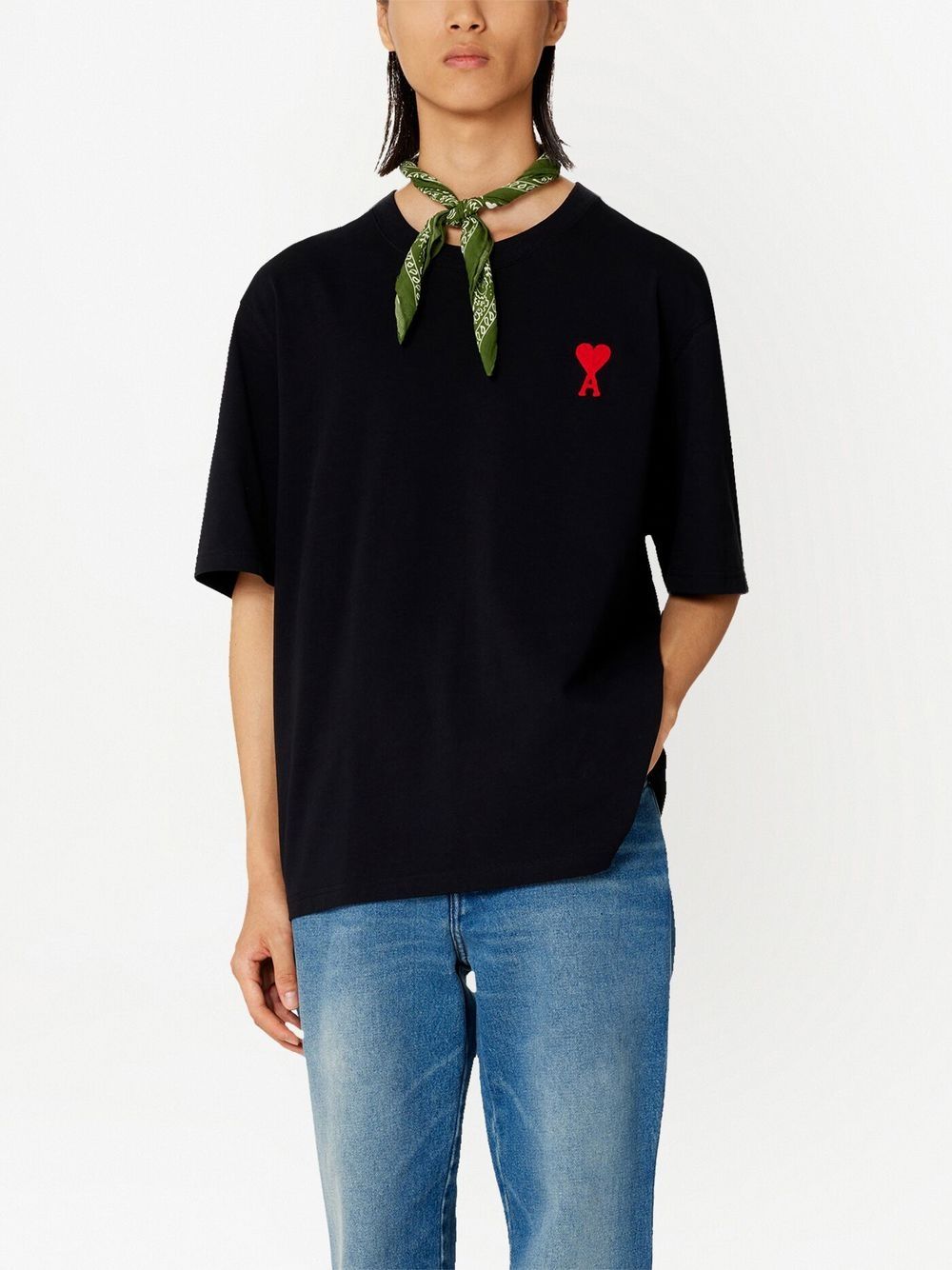 AMI Paris - T-Shirt Black Ami De Coeur - Lothaire