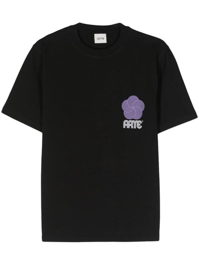 Arte - T-shirt black Teo Circle Flower - Lothaire