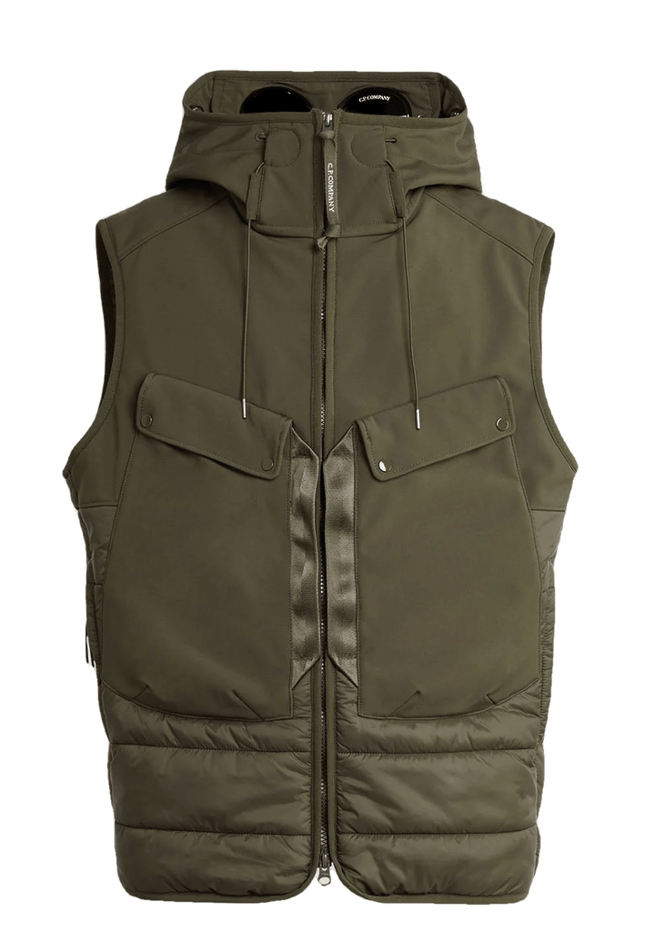 C.P. COMPANY Shell-R Mixed Goggle Gilet Ivy Green - Lothaire