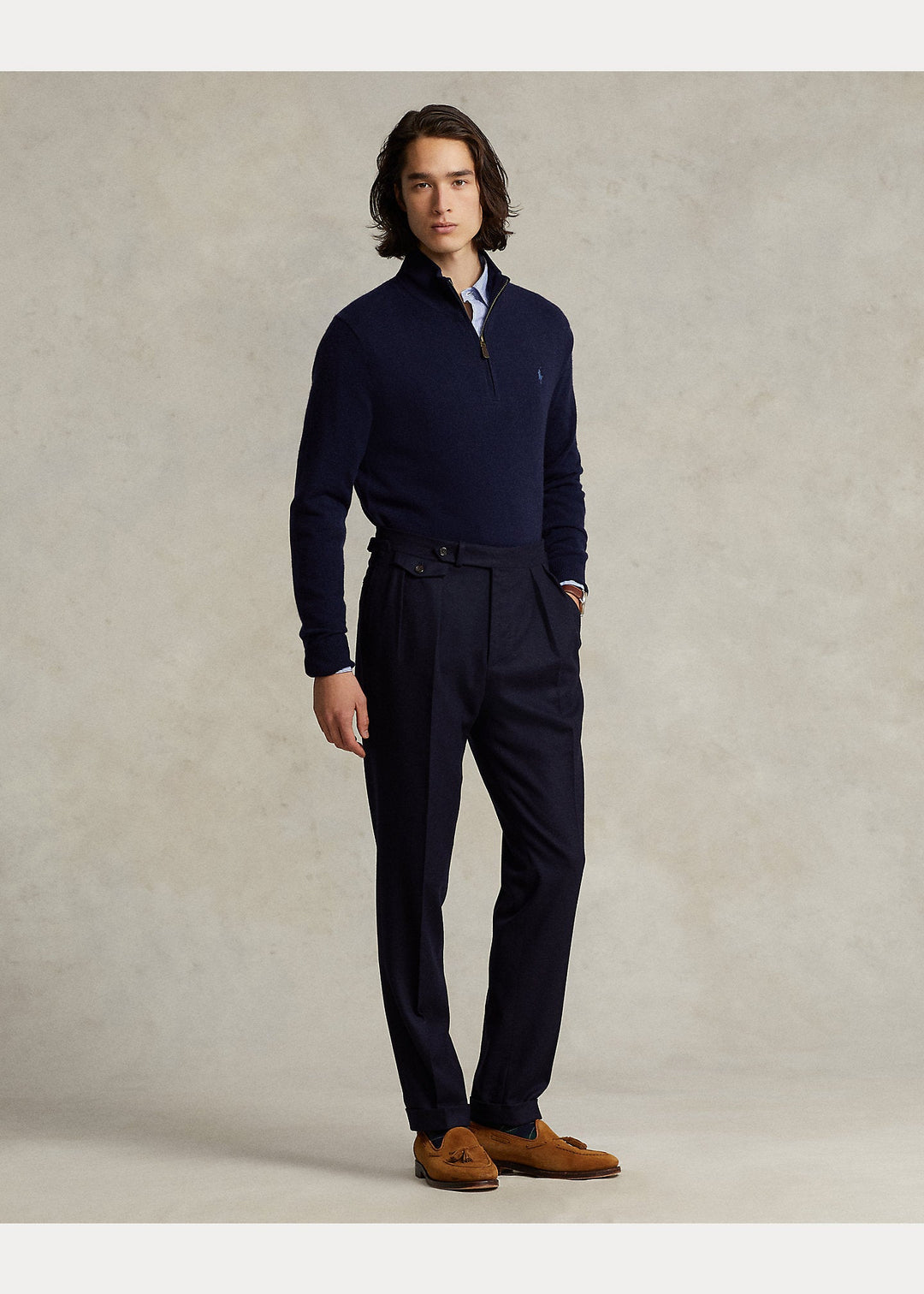 Polo Ralph Lauren Pull navy demi-zippé en laine - Lothaire