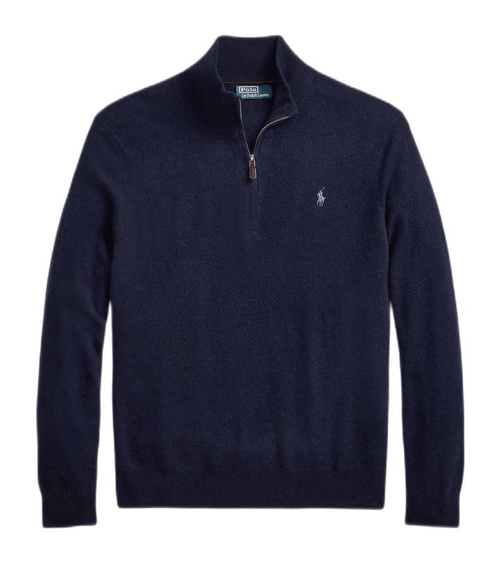 Polo Ralph Lauren Pull navy demi-zippé en laine - Lothaire