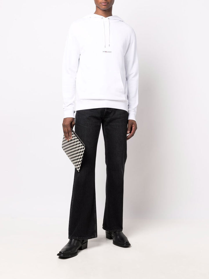 Saint Laurent logo-print hoodie blanc - Lothaire boutiques