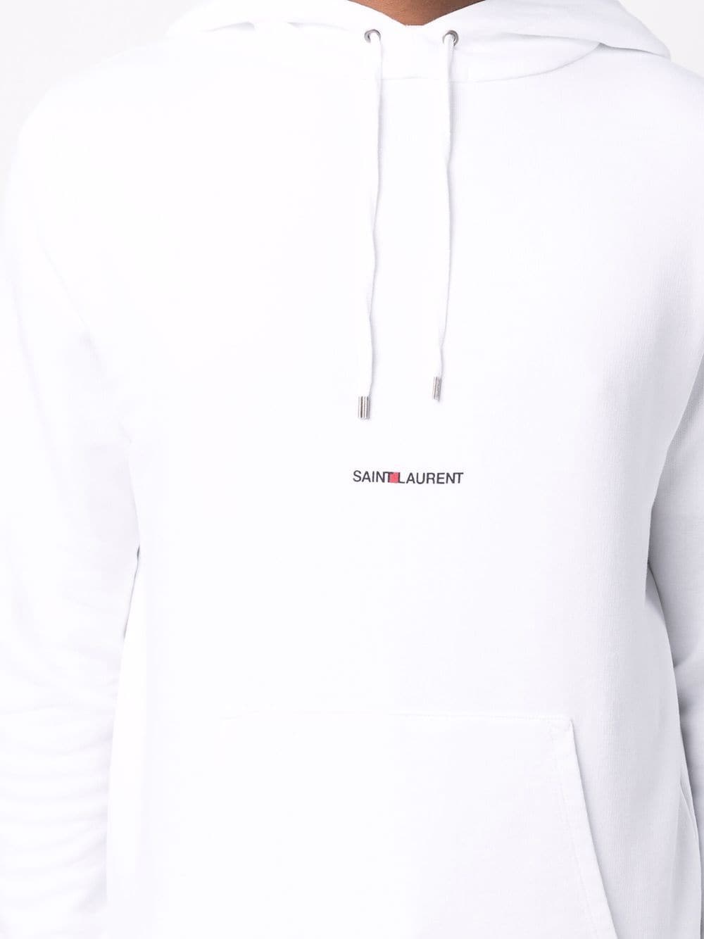 Saint Laurent logo-print hoodie blanc - Lothaire boutiques