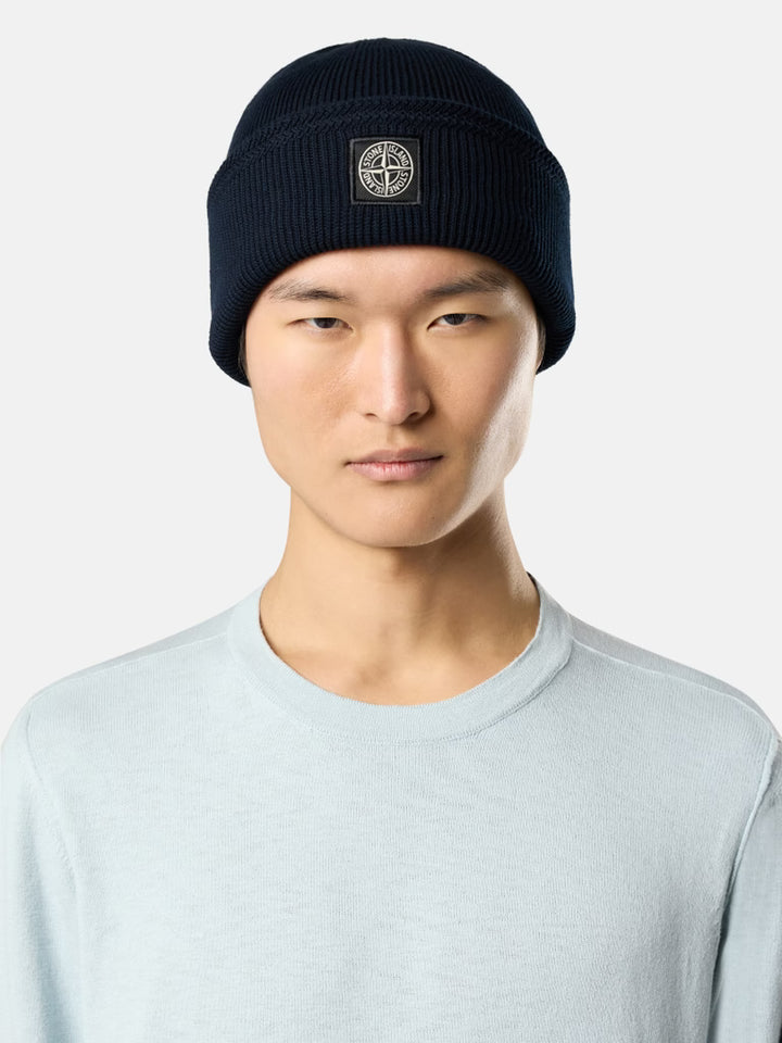 STONE ISLAND - Crewneck Jumper with Small Roll Finishes Bleu ciel