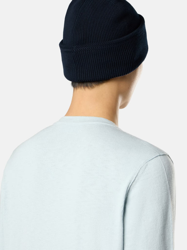 STONE ISLAND - Crewneck Jumper with Small Roll Finishes Bleu ciel