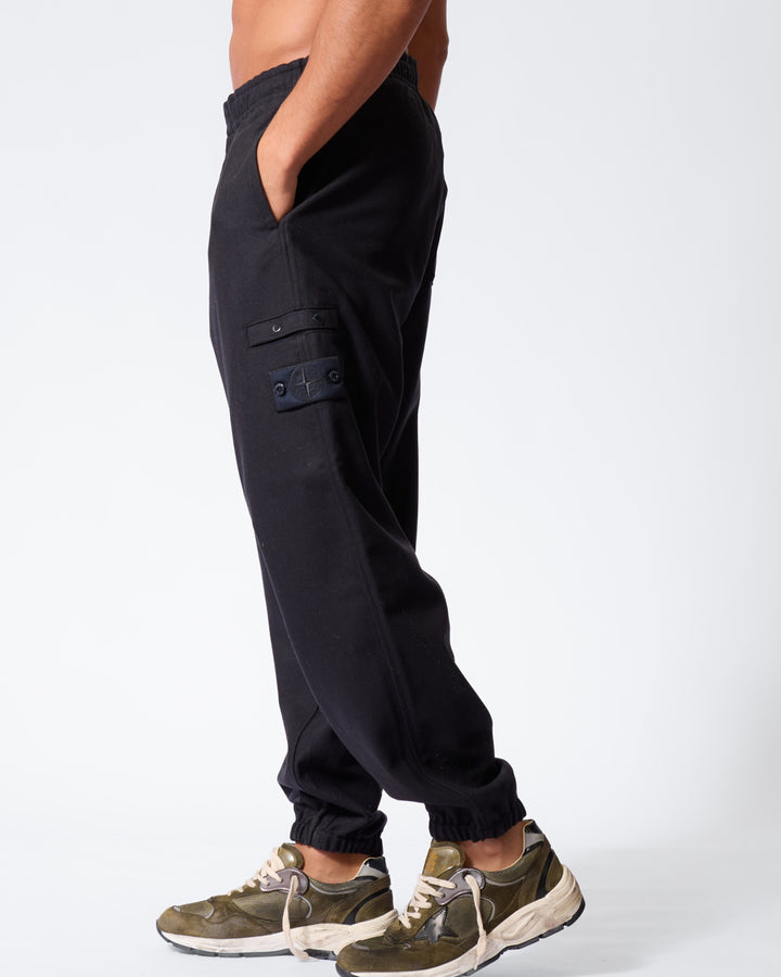STONE ISLAND - Pantalon cargo jogger en laine Bleu marine