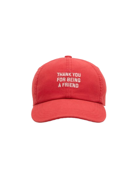AMI PARIS - Casquette en coton « Thank You For Being a Friend » Rouge rubis délavé