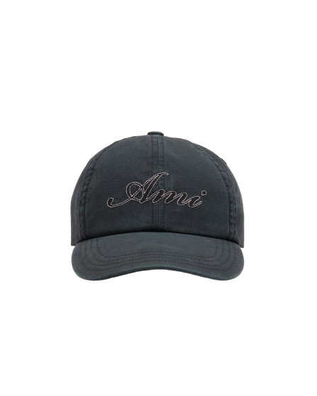 AMI PARIS - Casquette en coton brodée Noir délavé