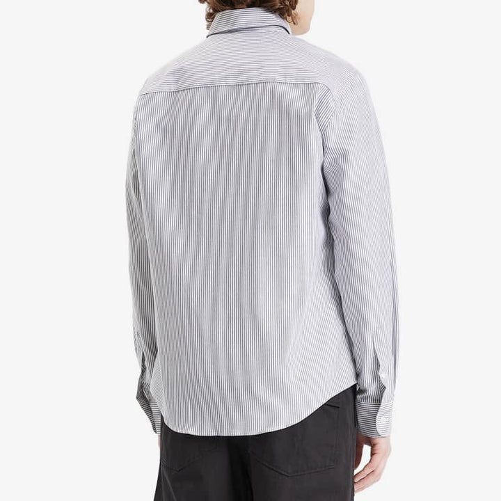 AMI PARIS – Chemise Oxford rayée Ami de Cœur Noir / Blanc naturel