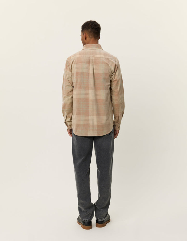 LES DEUX - Kash Check Corduroy Shirt Beige sable