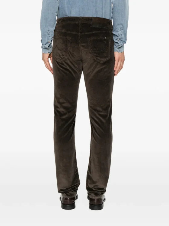 JACOB COHËN - Pantalon Bard Regular-Slim en velours côtelé stretch Marron