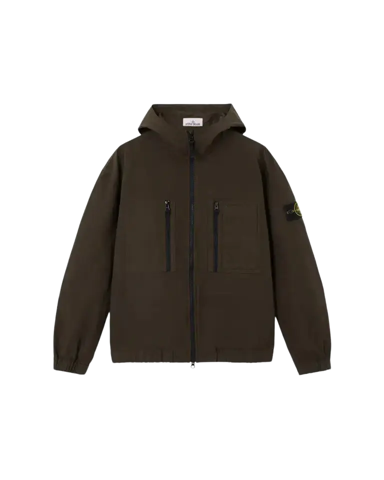 STONE ISLAND – Surchemise à capuche Ripstop Gris anthracite
