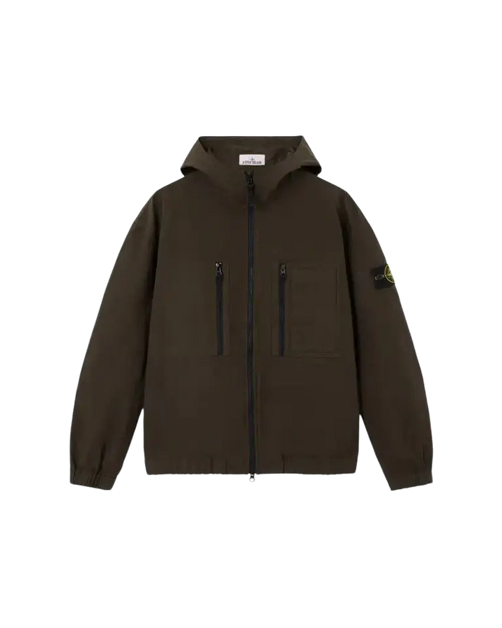 STONE ISLAND – Surchemise à capuche Ripstop Gris anthracite