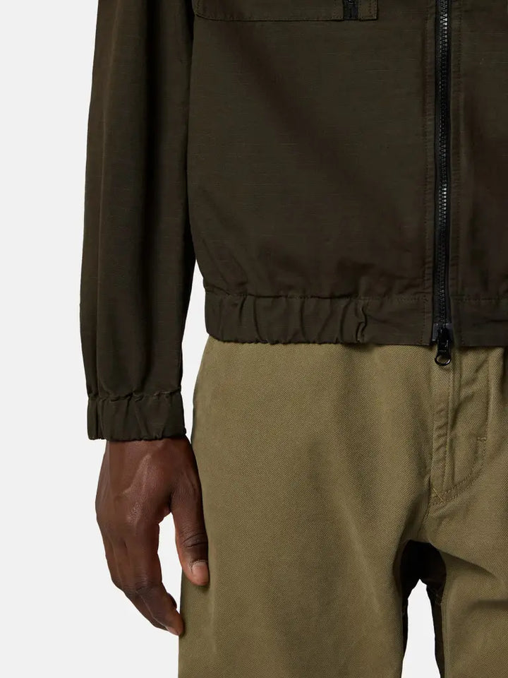 STONE ISLAND – Surchemise à capuche Ripstop Gris anthracite