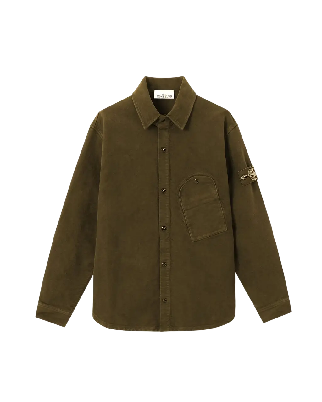 STONE ISLAND - Chemise en moleskine de coton Vert foncé