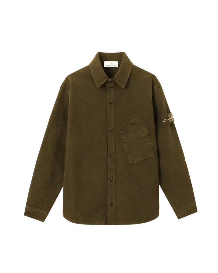 STONE ISLAND - Chemise en moleskine de coton Vert foncé