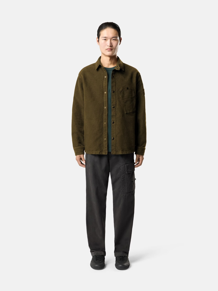 STONE ISLAND - Chemise en moleskine de coton Vert foncé