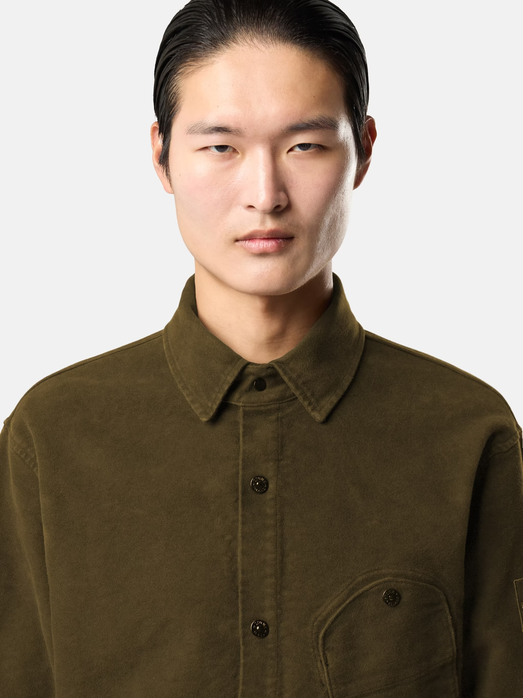 STONE ISLAND - Chemise en moleskine de coton Vert foncé