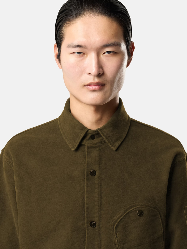 STONE ISLAND - Chemise en moleskine de coton Vert foncé