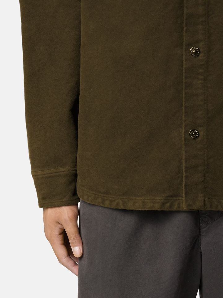 STONE ISLAND - Chemise en moleskine de coton Vert foncé