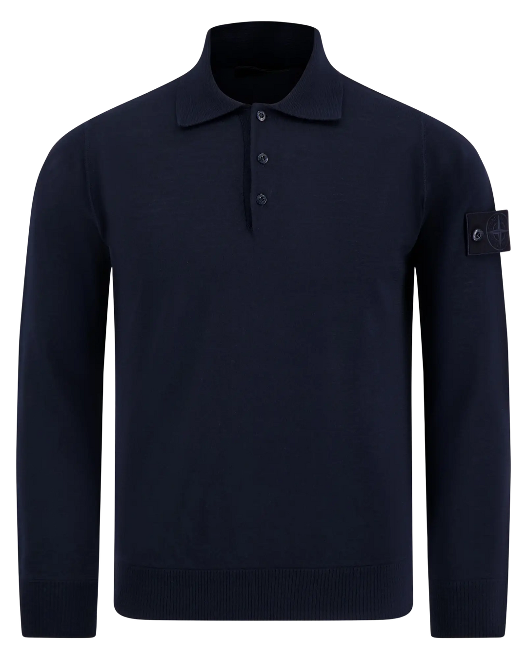 STONE ISLAND - Pull polo en laine Bleu marine