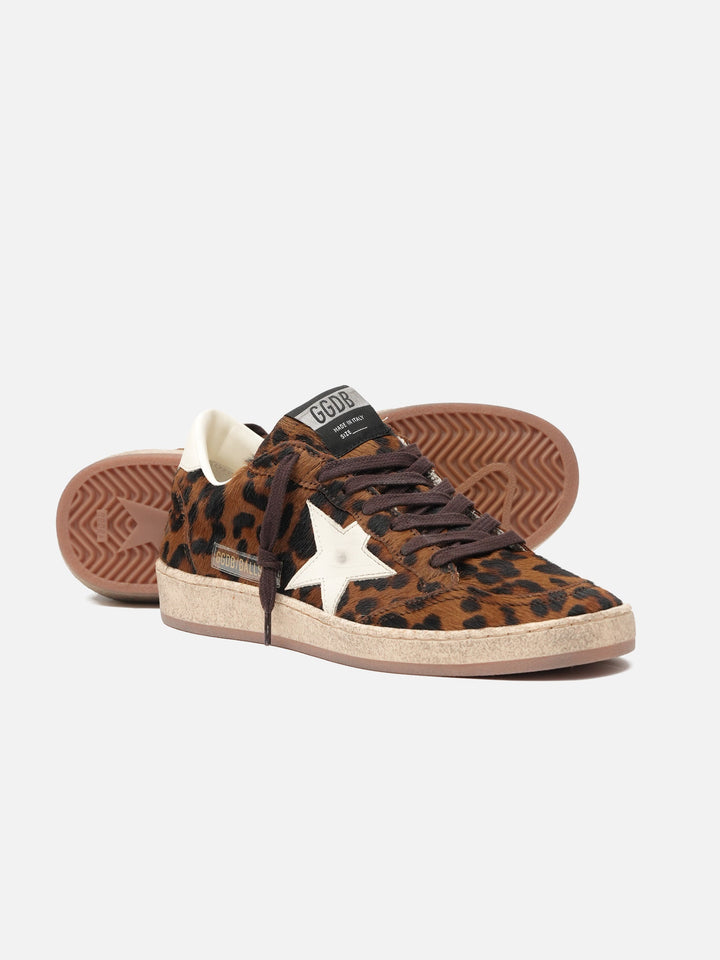 GOLDEN GOOSE FEMME - Ball Star en poulain imprimé léopard Marron / Crème