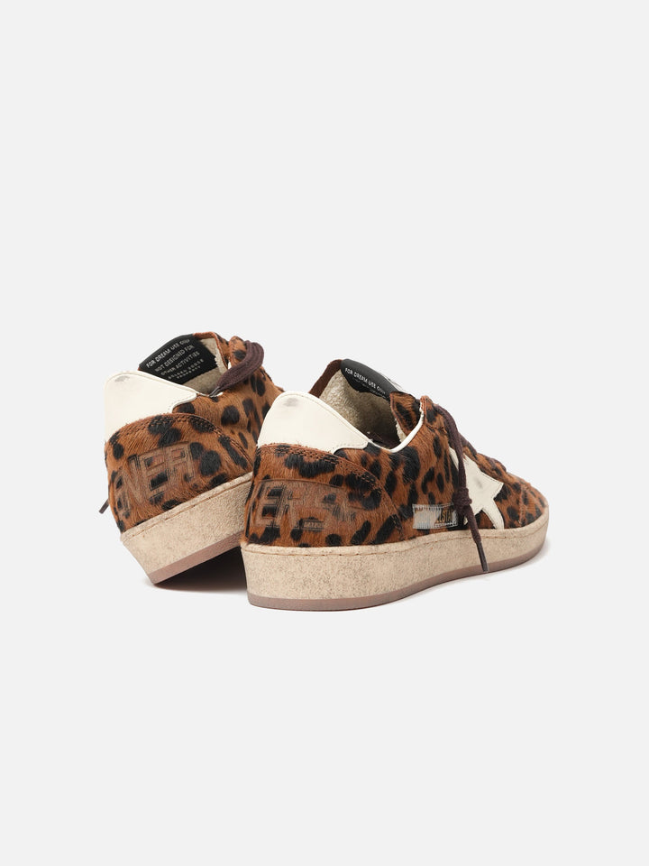 GOLDEN GOOSE FEMME - Ball Star en poulain imprimé léopard Marron / Crème