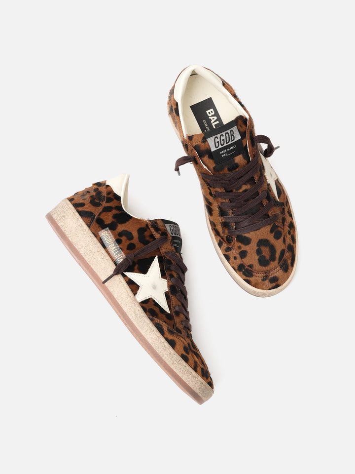 GOLDEN GOOSE FEMME - Ball Star en poulain imprimé léopard Marron / Crème