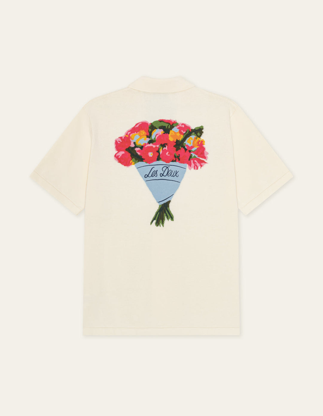 LES DEUX – Chemise en maille Bouquet Blanc Écru
