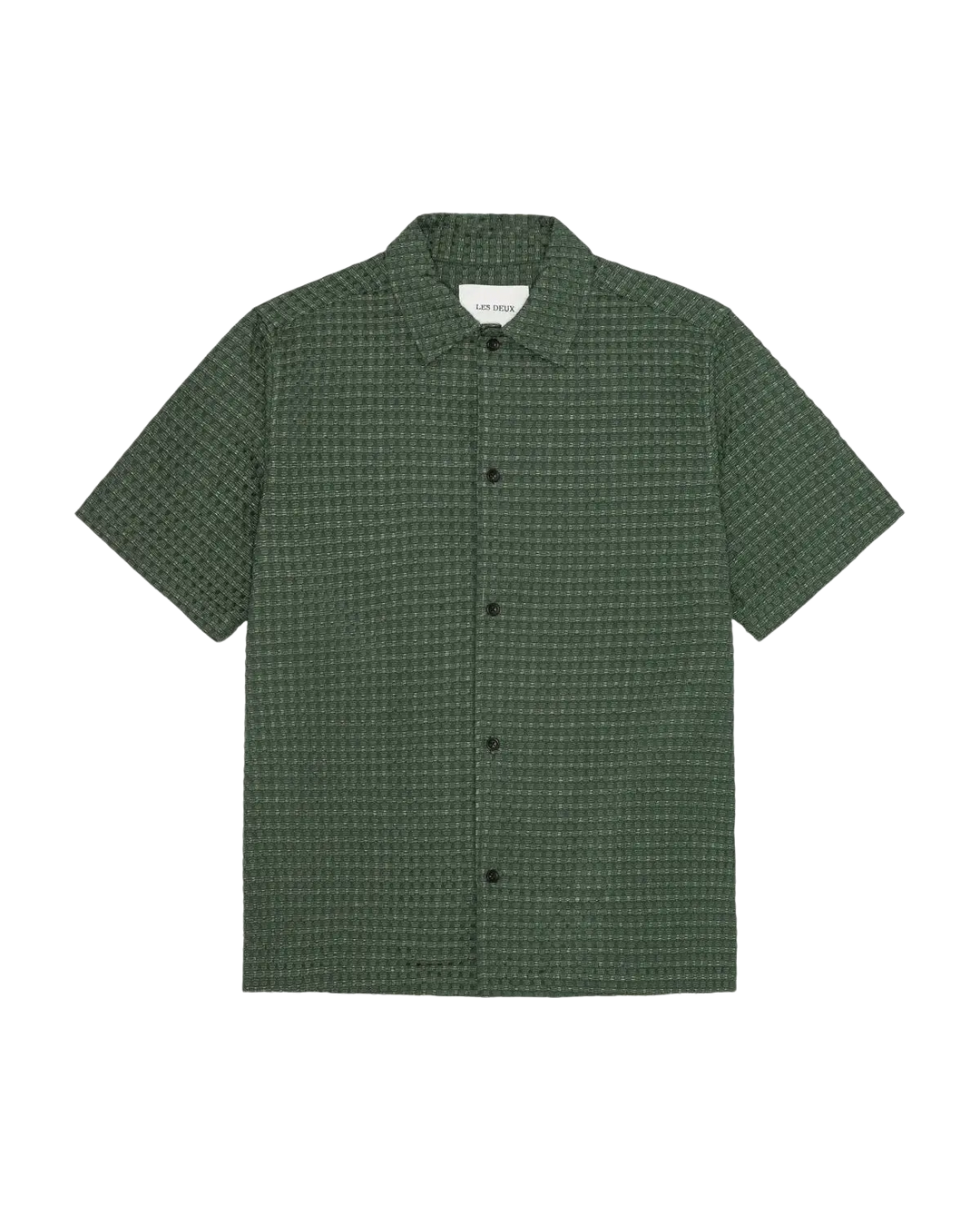 LES DEUX – Chemise Seersucker à carreaux Vert sapin