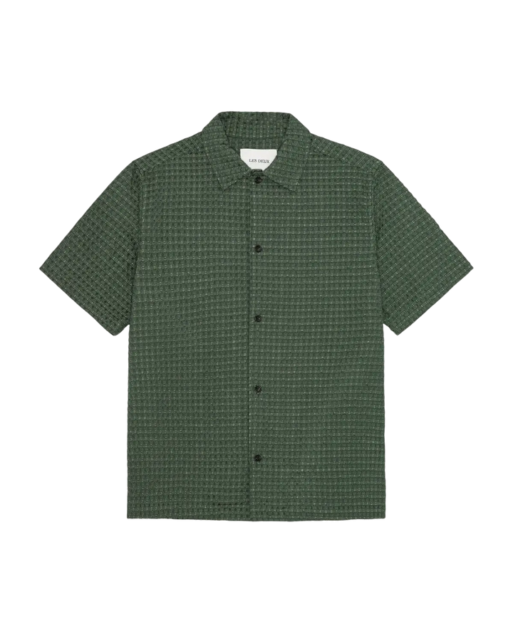 LES DEUX – Chemise Seersucker à carreaux Vert sapin