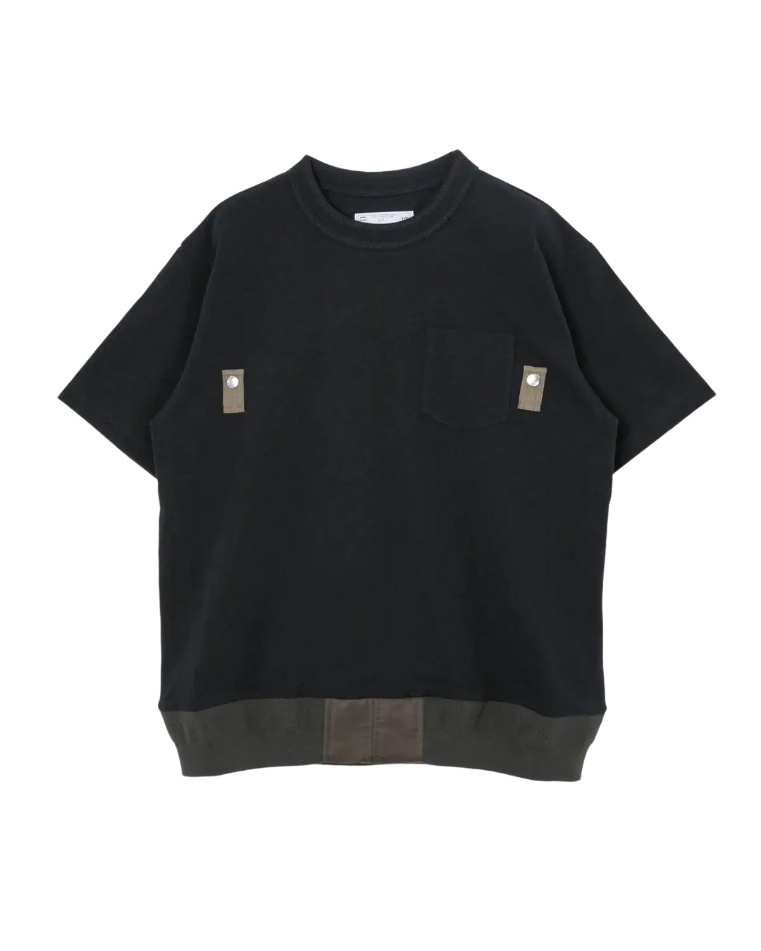 SACAÏ - T-shirt en Jersey de Coton Bleu Marine / Kaki