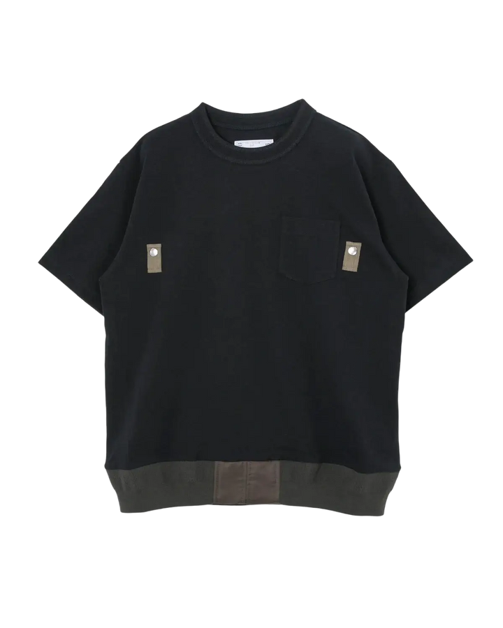 SACAÏ - T-shirt en Jersey de Coton Bleu Marine / Kaki