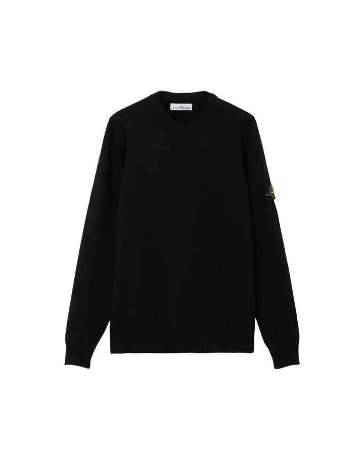 STONE ISLAND - Pull Col Rond en Laine d'Agneau Noir