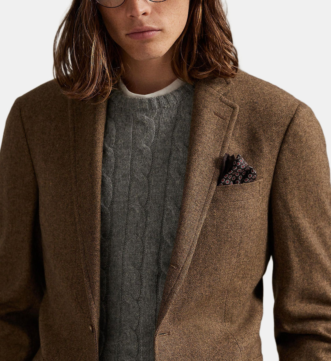 POLO RALPH LAUREN - Blazer Modern Fit à chevrons Marron