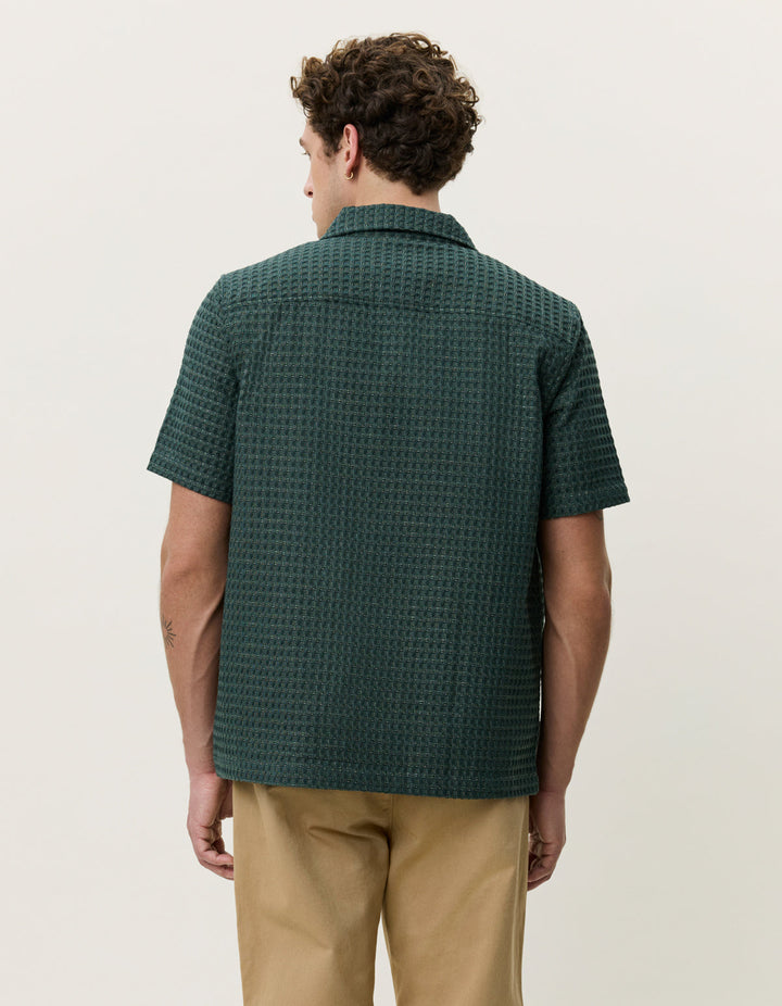 LES DEUX – Chemise Seersucker à carreaux Vert sapin