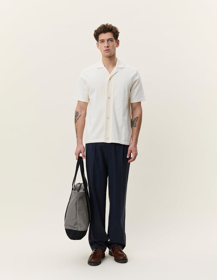 LES DEUX – Chemise en maille Bouquet Blanc Écru