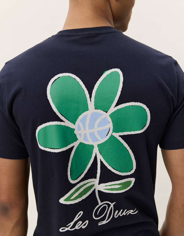 LES DEUX – T-shirt Flower Bleu nuit foncé