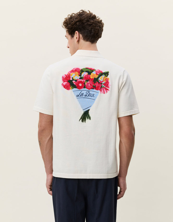 LES DEUX – Chemise en maille Bouquet Blanc Écru