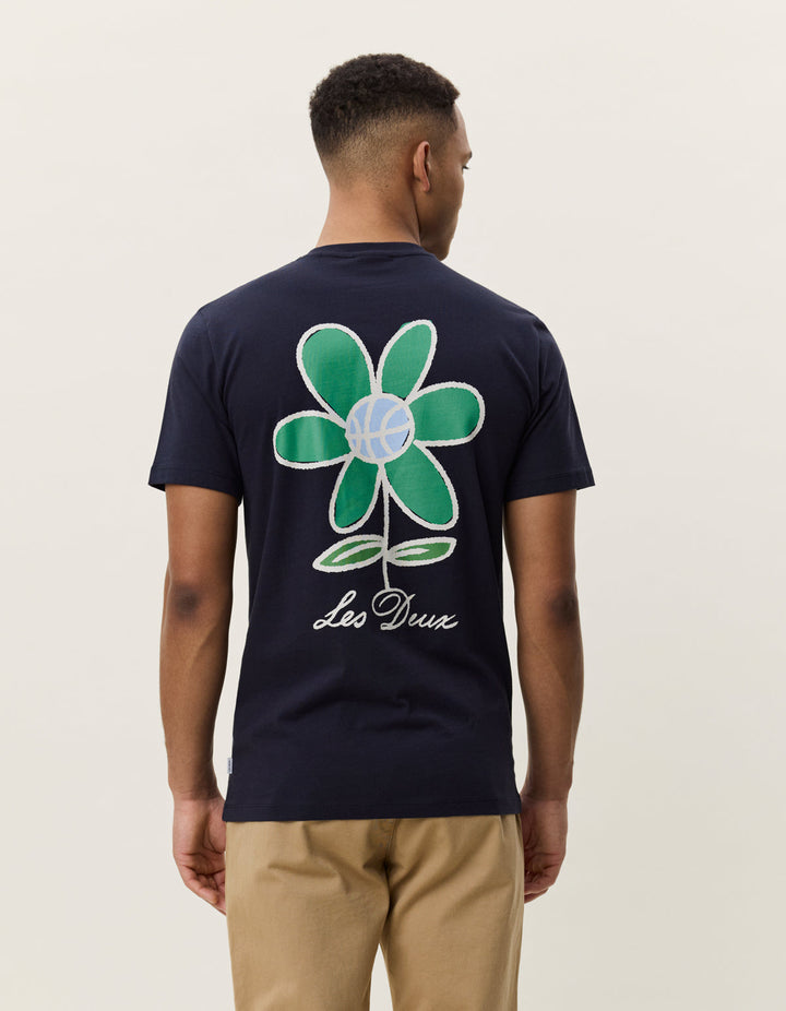 LES DEUX – T-shirt Flower Bleu nuit foncé