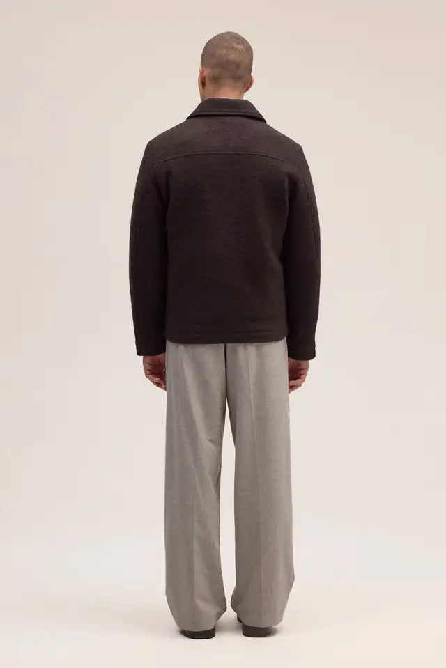 NN.07 - Veste Gael zippée en laine à carreaux Marron foncé